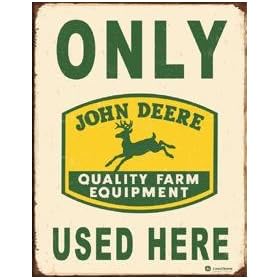Desperate Enterprises Only John Deere Used Here Collectible Tin Sign