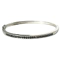 Silver Hinged Bangle Bracelet - Sapphire