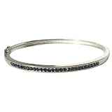 Silver Hinged Bangle Bracelet- Sapphire