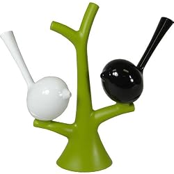 Koziol Piep Birds on Tree Salt and Pepper Shaker Set, -Black and White