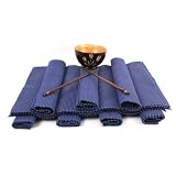 6 Set de Table Striés - En Coton - Couleur Bleue