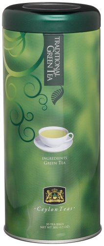 Silkenty Green Tea, 20-Count Tea Bags in Canister (Pack of 12) by Ceylon Teas