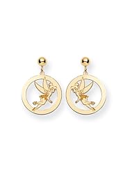 Disney Yellow Gold Circle Tinker Bell Post Earrings