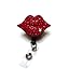 Sparkles! Sparkly Red Lip Rhinestone Retractable Badge Reel/ID Badge Holder/Brooch/Pendant/Id Badge Holder