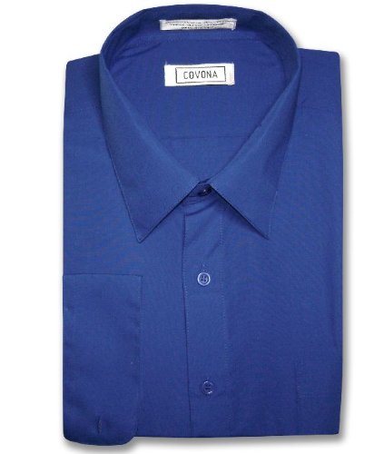 Men's ROYAL BLUE Color Dress Shirt w/ Convertible Cuffs