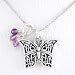 Celtic Design Butterfly Pendant with Amethyst Beads in Sterling Silver on an 18" Rhodium and Sterling Ball Chain, #8393