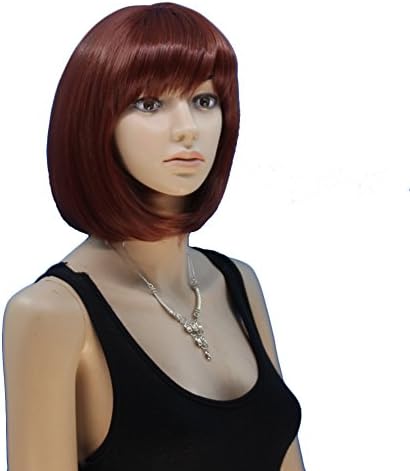 CosHouse Women Cute Auburn Bobo Wigs Short Natural Straight Hair for Cosplay Party