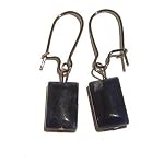 Sodalite Earrings 06 Dangle Blue Rectangle Holistic Gunmetal Crystal Healing Gemstone 1.4