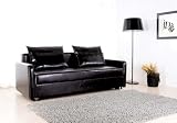 Akron Espresso Black Bi-cast Leather Sofa & Bed