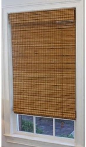 35" W x 72" L Pecan Light Filtering Natural Bamboo Roller Shade