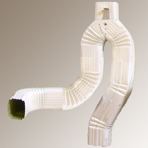 Classic Off-Set Downspout Diverter, Pearl Gray, 3 by 4 inches