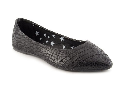 Priceless Womens Black Snake Print Ballerinas Size 1