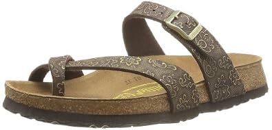 Birkenstock Tabora Ladies Brown Leather Floral Sandals TENDRIL BROWN ...
