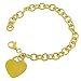 18 Karat Yellow Gold over Sterling Silver Heart Charm Bracelet (7.5 Inch)