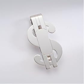 Polished Rhodium Finish Dollar Sign Money Clip,Silver Color