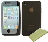 RM iPhone 4用 シリコンケース 液晶保護フィルム&クリーナー付 クリアブラック RM-2191IP4SBK