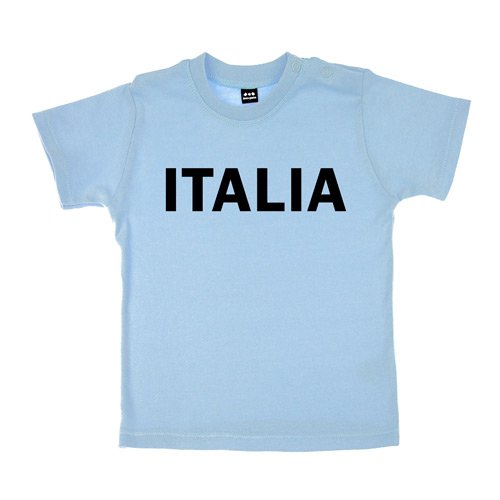 Baby – Kleinkinder T-Shirt – Italia Italien – Textil skyblue / Motiv schwarz Gr. 3-6 Monate