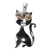 STERLING SILVER BROOCH 47X27mm - Champagne CZ