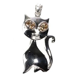 STERLING SILVER BROOCH 47X27mm - Champagne CZ