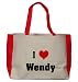 I Love/Heart Wendy Large TOTEBAG w/ pockets (Choice of Colors)
