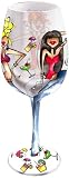 Bottom's Up 15-Ounce Ladies Night Out Handpainted Wine Glass