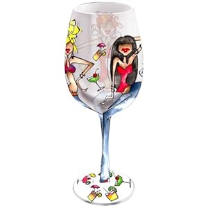 Bottom Up 15-Ounce Ladies Night Out Handpainted Wine Glass