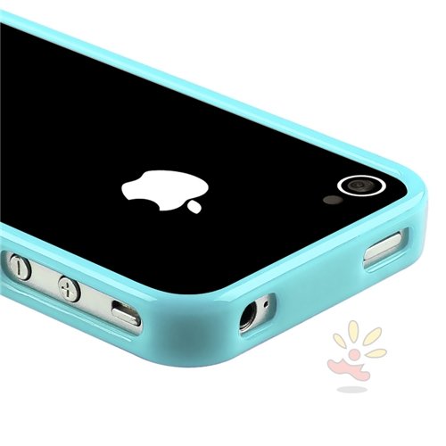 Shiny Blue TPU Rubber Bumper Case for Apple® iPhone® 4 / 4S