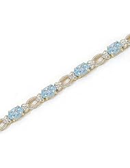 14kt Yellow Gold Oval Aquamarine and Diamond Bracelet