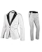 Lanbaosi Men's 1 Button White Dress Suit Jacket and Pants Sets