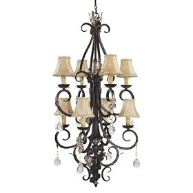 Bellasera Eight Light Hall Foyer Chandelier in Castlewood Walnut