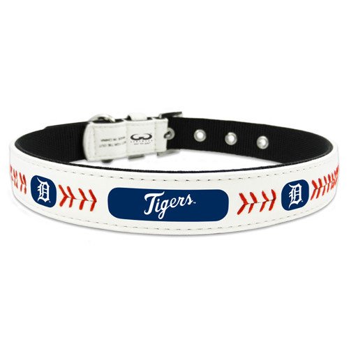MLB Detroit Tigers Classic Leather Baseball Dog Collar
