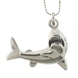 Shark Pendant with 1.2mm Ball Chain 16 to 18 Adjustable Necklace