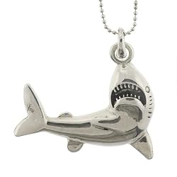 Shark Pendant with 1.2mm Ball Chain 16 to 18" Adjustable Necklace