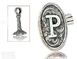 Beaucoup Designs Silver Over Pewter "Wax Seal" Fob Initial Charm P - MADE IN USA