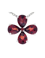 Tommaso Design (tm) Pear Shape Genuine Garnet Flower Pendant