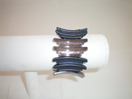 Bracelet Stretch Modern Design Pewter Color