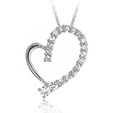 Sterling Silver Diamond cz Heart Journey Slide Pendant