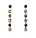 Earrings - E59 - Gold Tone Drop - Swarovski (tm) Crystals ~ Jet and Smoky Topaz (Black and Brown)