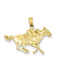 14k Yellow Gold Jockey on Horse Pendant