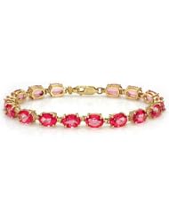 14k Solid Yellow Gold Pink Topaz Bracelet