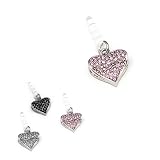 Swarovski Crystal Heart Curve (Pink) Earphone / Headphone Plug for Kindle Fire, iPhones, iPads, Galaxy S