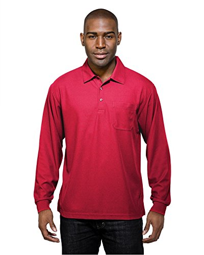 Men's Long Sleeve 3-Button Waffle-Knit Endurance Pocket Polo (6 Colors, S-4XLT)