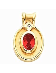 14K Yellow Gold Oval Cut Chatham Created Ruby and Diamond Pendant -- LIFETIME WARRANTY