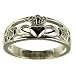 9ct White Gold Ladies Diamond Set Celtic Claddagh Ring Size M