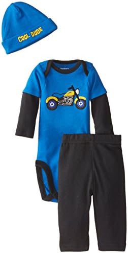 Gerber Baby-Boys Newborn 3 Piece Bodysuit Cap and Pant Set, Motorcycle, 24 Months