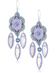 Miguel Ases Blue Quartz and Rainbow Hydro-Quartz 3-Chandelier Drop Earrings