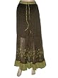 Women Long Skirts Floral Print Cotton Hippie Boho Gypsy Chocolate Brown Skirts 39"L