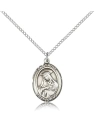 .925 Sterling Silver Saint St. Rose of Lima Medal Pendant 3/4 x 1/2 Inches Vanity/South America-8095- Comes with a .925 Sterling Silver Lite Curb Chain Neckace And a Black velvet Box