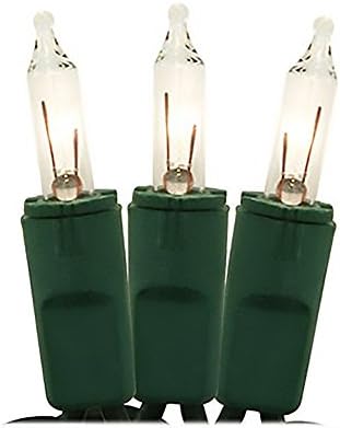 Set of 50 Clear Perm-O-Snap 3x4x3 Indoor/Outdoor Mini Christmas Lights - Green Wire (Pack of 25)
