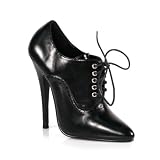 6 Inch Sexy High Heel Oxford Shoe Lace Up Black Leather CLEARANCE